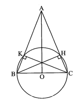 Cho tam giác ABC có AB = AC = 13 cm, BC = 10 cm và có BH, CK là hai đường cao