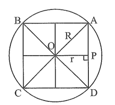 Cho hình vuông ABCD cạnh a có O là giao điểm của hai đường chéo. Chứng minh có đường tròn (O; R)