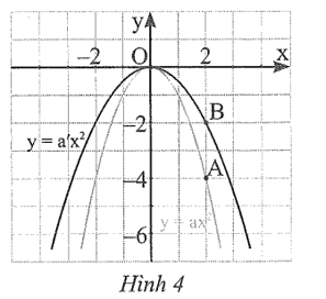 Cho đồ thị của các hàm số y = ax^2 (a ≠ 0) và y = a’x^2 (a’ ≠ 0) (Hình 4)