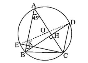 Cho tam giác nhọn ABC có góc BAC = 45 độ và có các đỉnh nằm trên đường tròn (O)