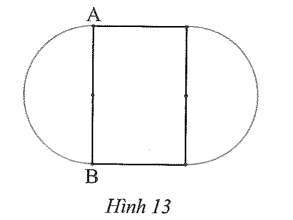 Một chiếc bàn hình tròn được ghép bởi hai nửa hình tròn đường kính AB = 1,2 m