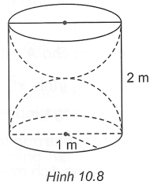 Một khối gỗ hình trụ tròn xoay có bán kính đáy bằng 1 m, chiều cao bằng 2 m. Người ta khoét từ hai đầu khối gỗ