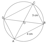 Cho hình chữ nhật ABCD nội tiếp (O) với AB = 4 cm, BC = 3 cm. Đường tròn (O) có bán kính là