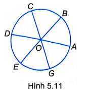 Cho Hình 5.11, trong đó tất cả các cung AB, BC, CD, DE, EG và GA đều có số đo bằng 60°