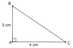 Vẽ tam giác ABC vuông tại A, AB = 3 cm, AC = 4 cm. Tính BC, sin B, cos B