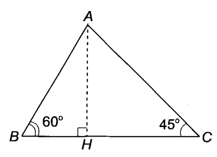 Cho tam giác ABC có đường cao AH, góc B = 60 độ và góc C bằng 45 độ cạnh BC = 6 cm