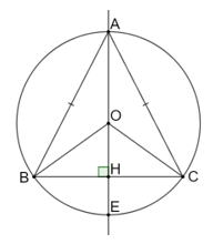 Cho tam giác cân ABC (AB = AC). Gọi (O) là đường tròn đi qua ba điểm A, B, C và E là điểm trên cung nhỏ BC sao cho BE = EC