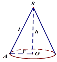 Gọi l, h, R lần lượt là độ dài đường sinh, chiều cao và bán kính đáy của hình nón. Diện tích xung quanh của hình nón