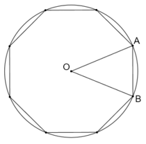 Cho một bát giác đều (đa giác đều có 8 cạnh) nội tiếp một đường tròn tâm O. Kẻ các đoạn thẳng nối O với các đỉnh