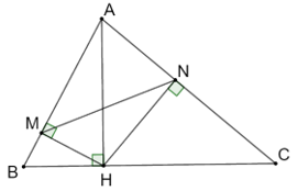Cho tam giác nhọn ABC có đường cao AH. Các điểm M và N lần lượt là hình chiếu vuông góc của H trên AB, AC
