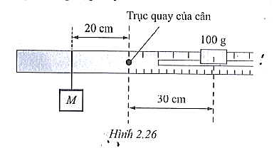 Một cân đòn sử dụng khối lượng trượt 100 g để cân vật M