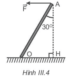Tính moment của lực F đối với trục quay O, cho biết F = 100 N, OA = 100 cm