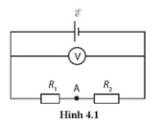 Cho mạch điện (Hình 4.1). R1 = 6,0 Ω, R2 = 18 Ω. Khi mạch hở, vôn kế chỉ 6,2 V
