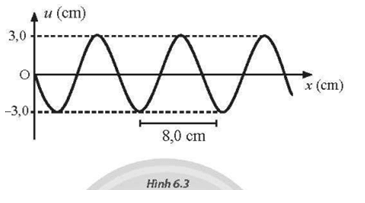 Hình 6.3 là đồ thị li độ - khoảng cách của một sóng truyền dọc theo phương Ox tại một thời điểm xác định
