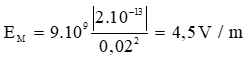 Trong chân không đặt cố định một điện tích điểm Q = 2.10^-13C