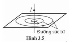 Hình 3.5 biểu diễn các đường sức từ xung quanh dòng điện thẳng. Khi cường độ dòng điện giảm