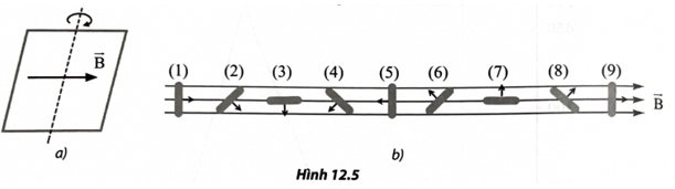 Cho một khung kim loại gồm 1 000 vòng dây có diện tích 25 cm^2 quay quanh trục