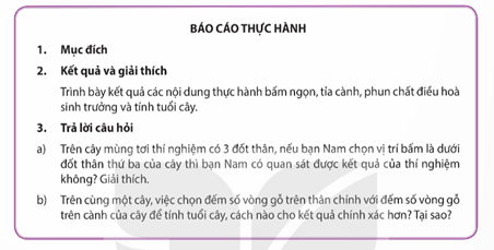 Lý thuyết Sinh 11 Kết nối tri thức Bài 21: Thực hành: Bấm ngọn, tỉa cành, xử lí kích thích tố và tính tuổi cây