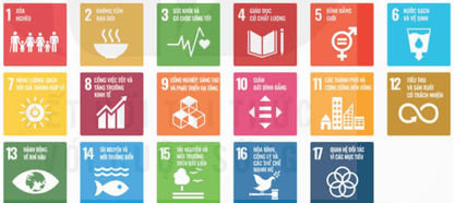 Hình dưới đây minh hoạ các mục tiêu phát triển bền vững do Liên hợp quốc