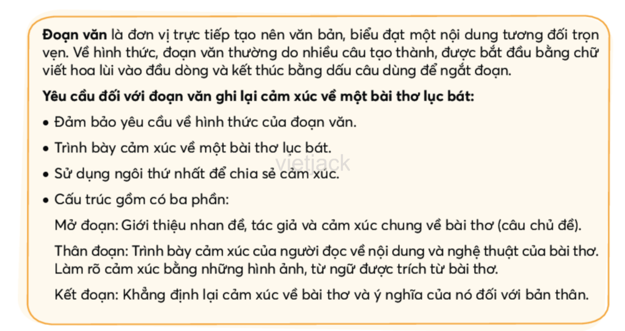 Viết đoạn văn ghi lại cảm xúc về một bài thơ lục bát