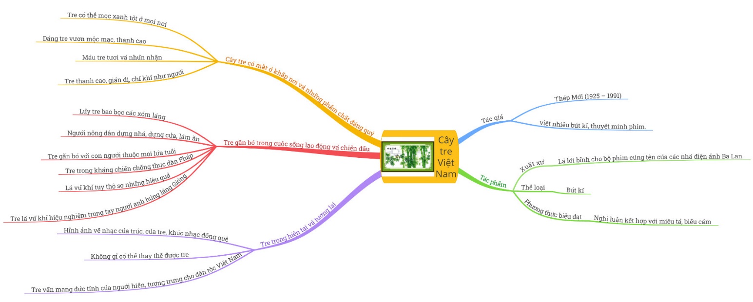 Thật đơn giản với Vẽ sơ đồ tư duy bài cây tre Việt Nam bằng phần mềm đồ họa