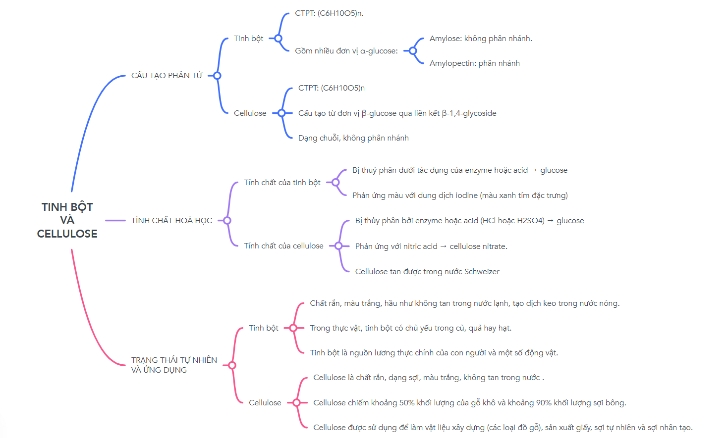Sơ đồ tư duy Tinh bột và cellulose lớp 12 (hay nhất)