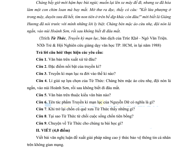 Bộ đề thực chiến ôn thi vào lớp 10 môn Văn