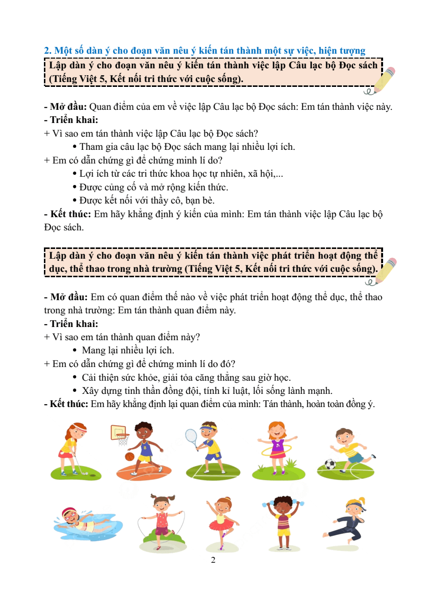 Chuyên đề Viết đoạn văn nêu ý kiến tán thành một sự việc, hiện tượng lớp 5