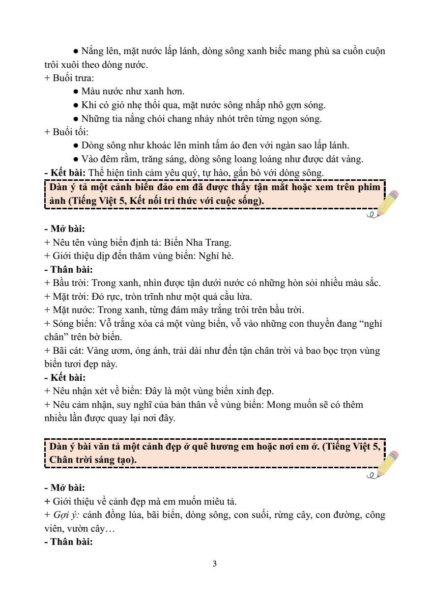 Chuyên đề Viết bài văn tả phong cảnh lớp 5
