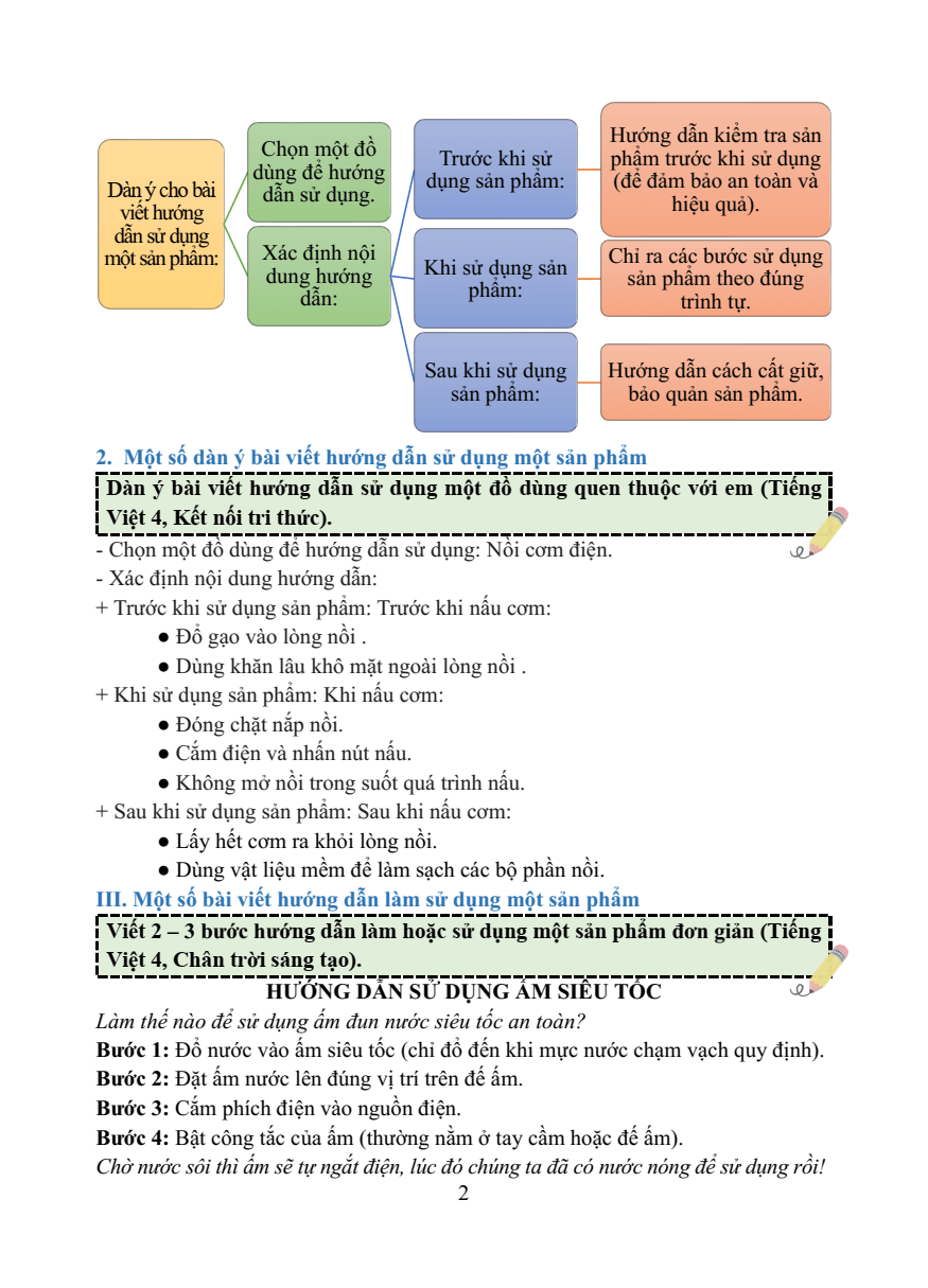 Chuyên đề Viết hướng dẫn sử dụng một sản phẩm lớp 4