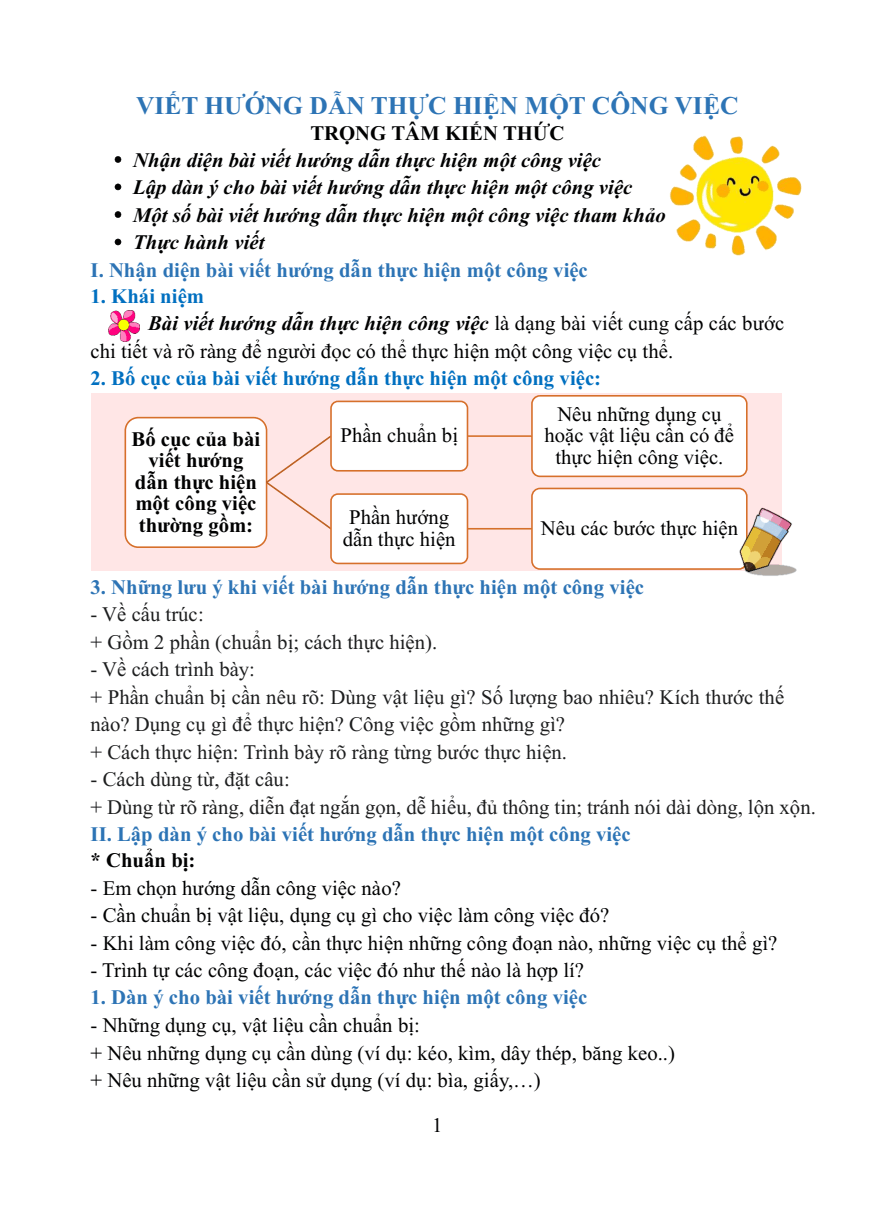 Chuyên đề Viết hướng dẫn thực hiện một công việc lớp 4