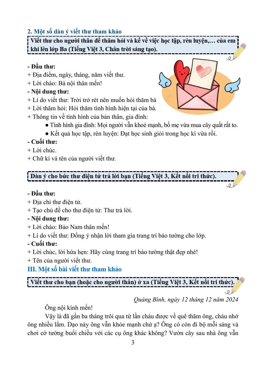 Chuyên đề Viết thư lớp 3