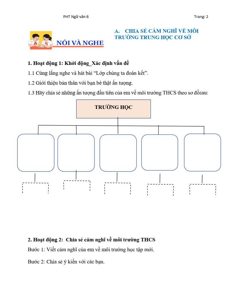 Phiếu học tập Ngữ Văn 6 Chân trời sáng tạo