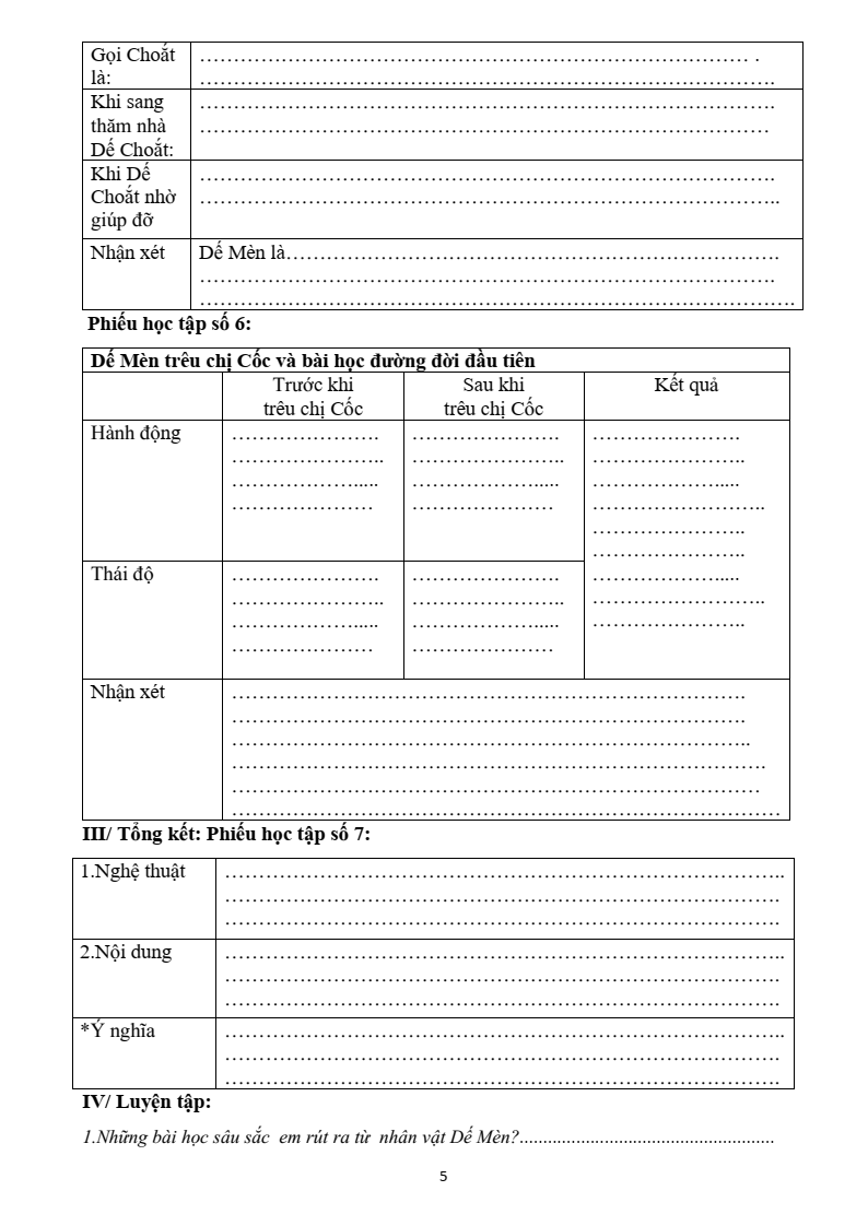 Vở chuẩn bị bài Ngữ Văn 6 Kết nối tri thức