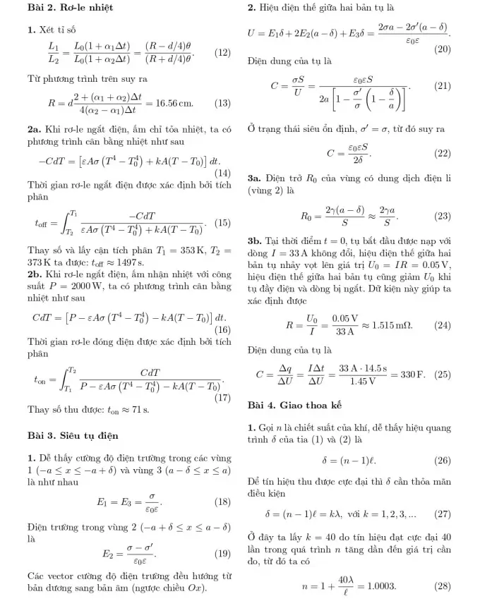 Đề thi HSG Vật lý Quốc gia 2025-2026 có lời giải (ngày 1)