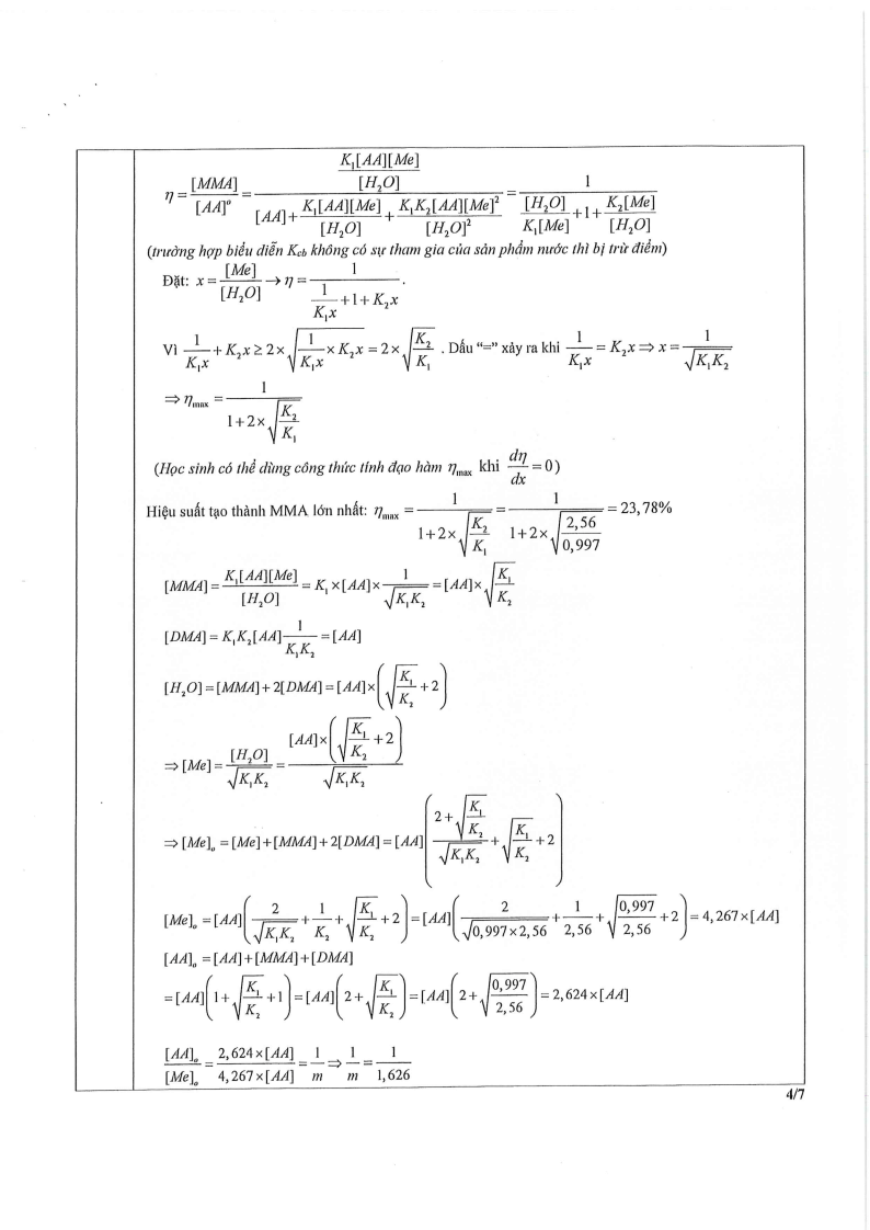 Đề thi HSG Hóa học Quốc gia 2025-2026 có lời giải (ngày 1)
