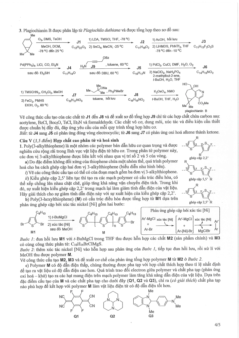 Đề thi HSG Hóa học Quốc gia 2025-2026 có lời giải (ngày 2)