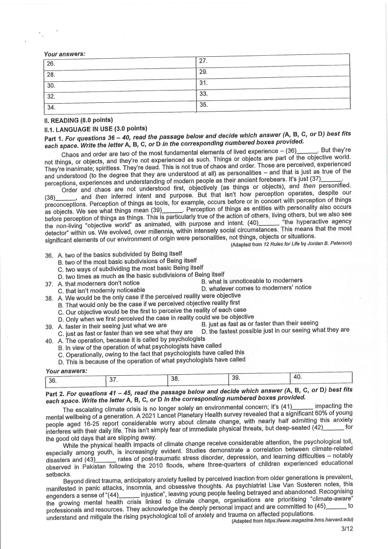 Đề thi HSG Tiếng Anh Quốc gia 2025-2026 có lời giải (ngày 1)