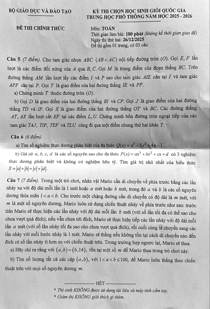 Đề thi HSG Toán Quốc gia 2025-2026 có lời giải (ngày 2)