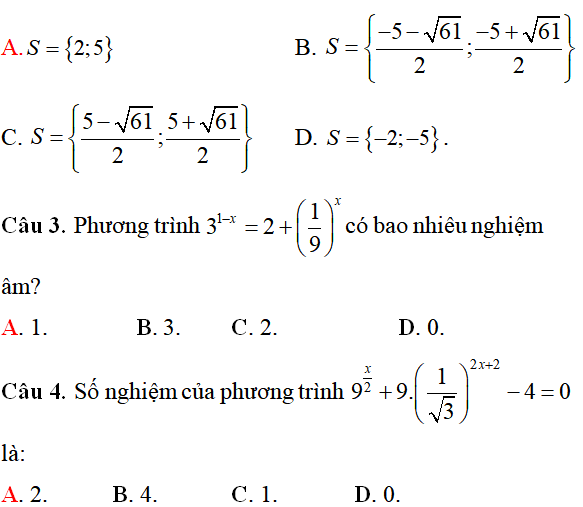 Lý thuyết và 50 bài tập phương trình mũ có lời giải - Toán lớp 12