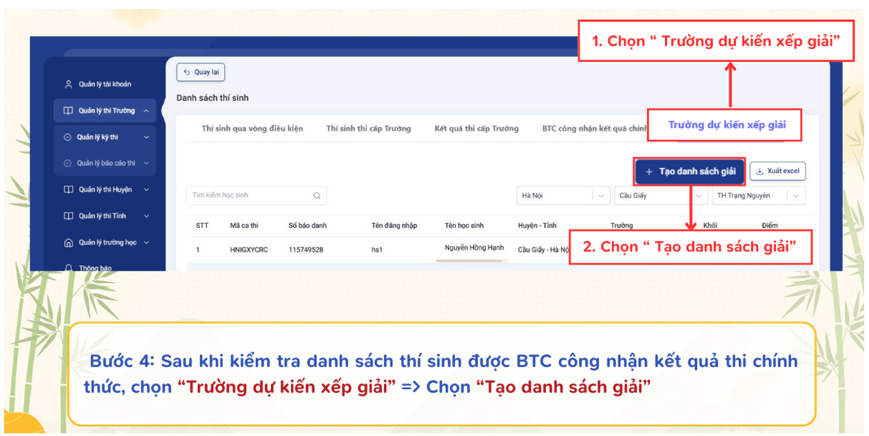 Cách xếp giải Trạng Nguyên Tiếng Việt cấp trường 2025-2026