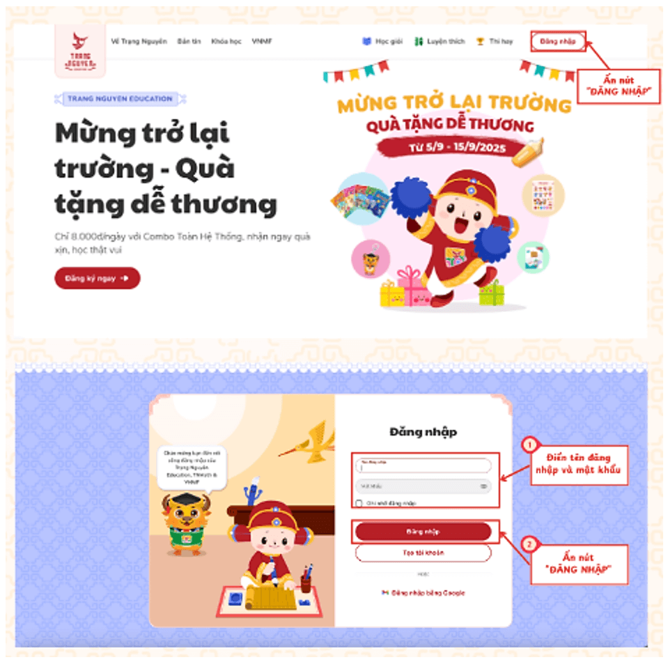 Hướng dẫn đăng nhập thi Trạng Nguyên Tiếng Việt mới nhất