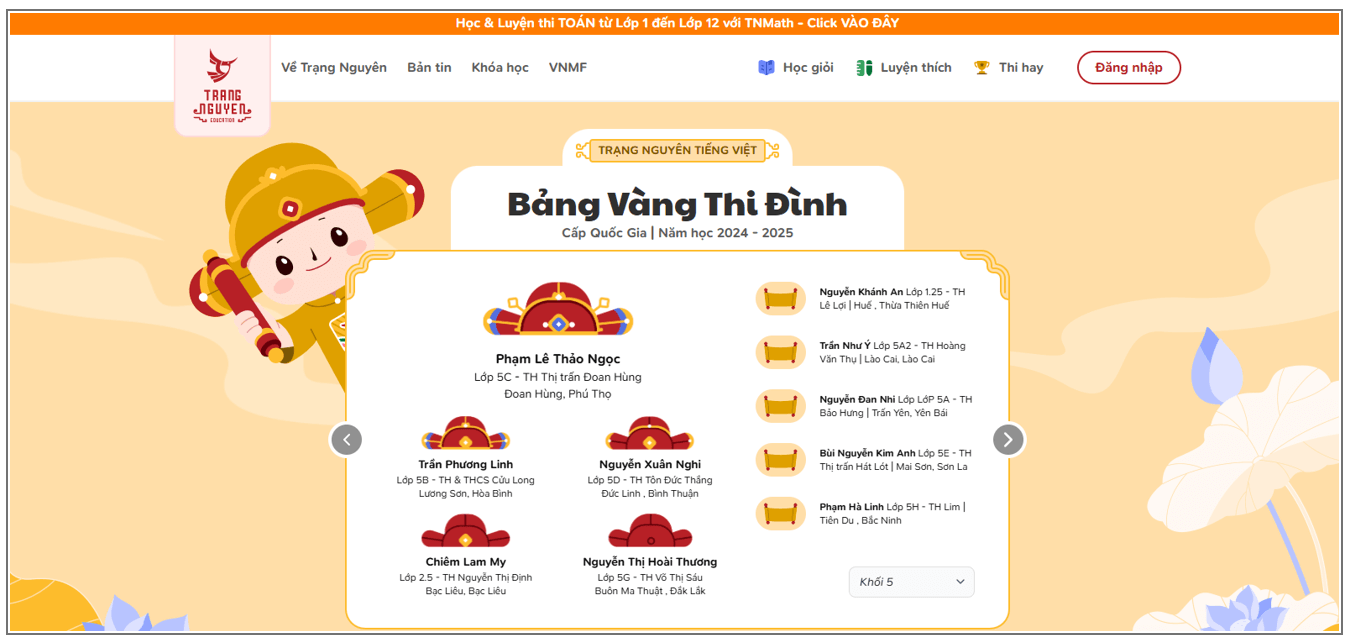 Hướng dẫn tra cứu điểm thi Trạng nguyên Tiếng Việt năm 2025-2026