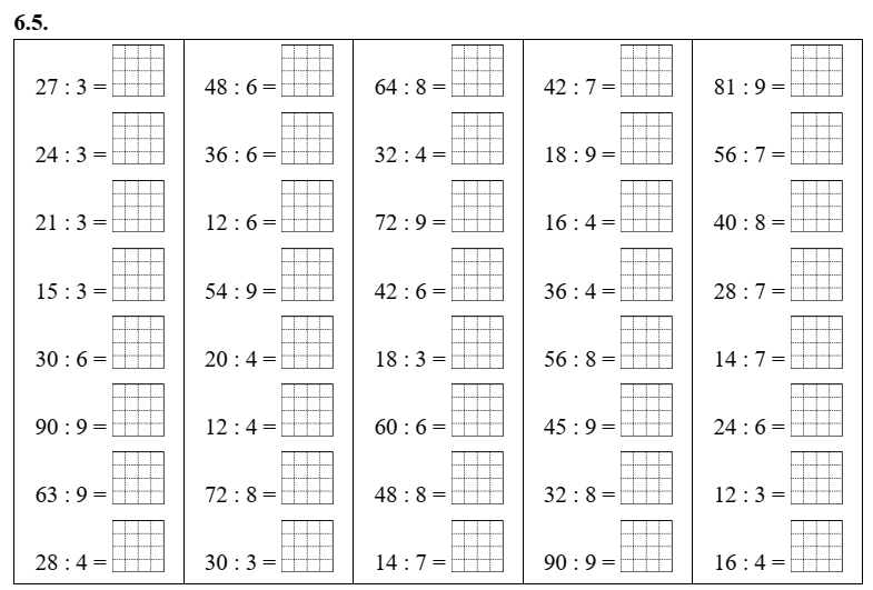 Bảng chia 3, bảng chia 4, bảng chia 6, bảng chia 7, bảng chia 8, bảng chia 9 lớp 3 (có lời giải)