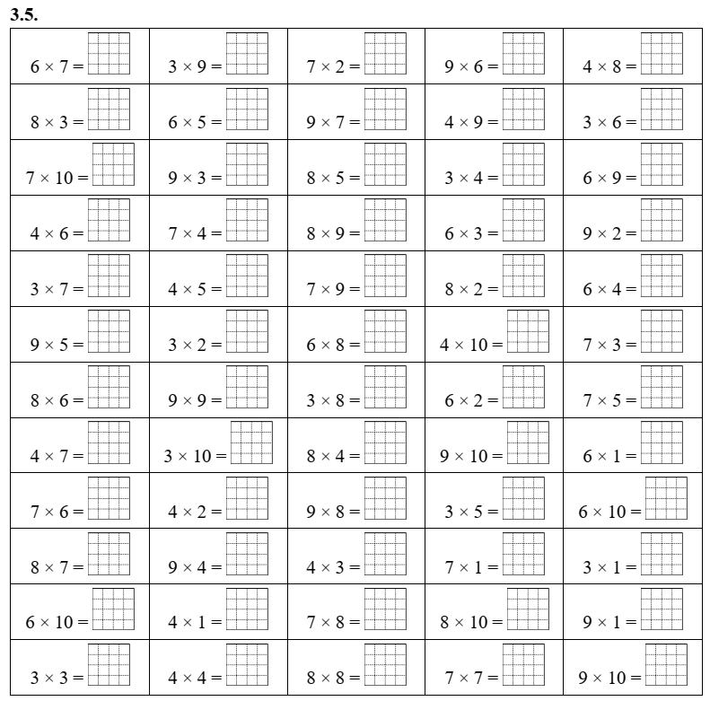 Bảng nhân 3, bảng nhân 4, bảng nhân 6, bảng nhân 7, bảng nhân 8, bảng nhân 9 lớp 3 (có lời giải)