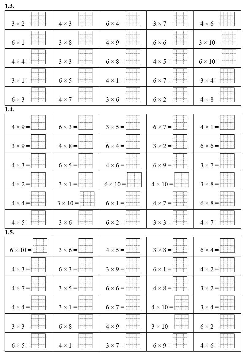 Bảng nhân 3, bảng nhân 4, bảng nhân 6 lớp 3 (có lời giải)