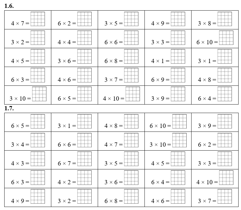 Bảng nhân 3, bảng nhân 4, bảng nhân 6 lớp 3 (có lời giải)