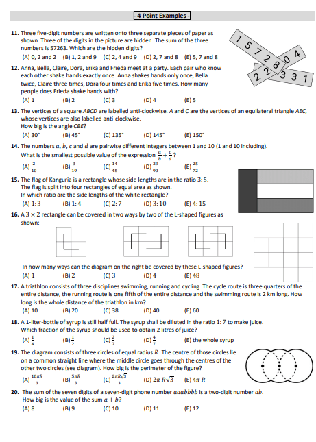 Bộ đề mẫu cấp độ 5 (lớp 9 - 10) cuộc thi Toán Quốc tế Kangaroo