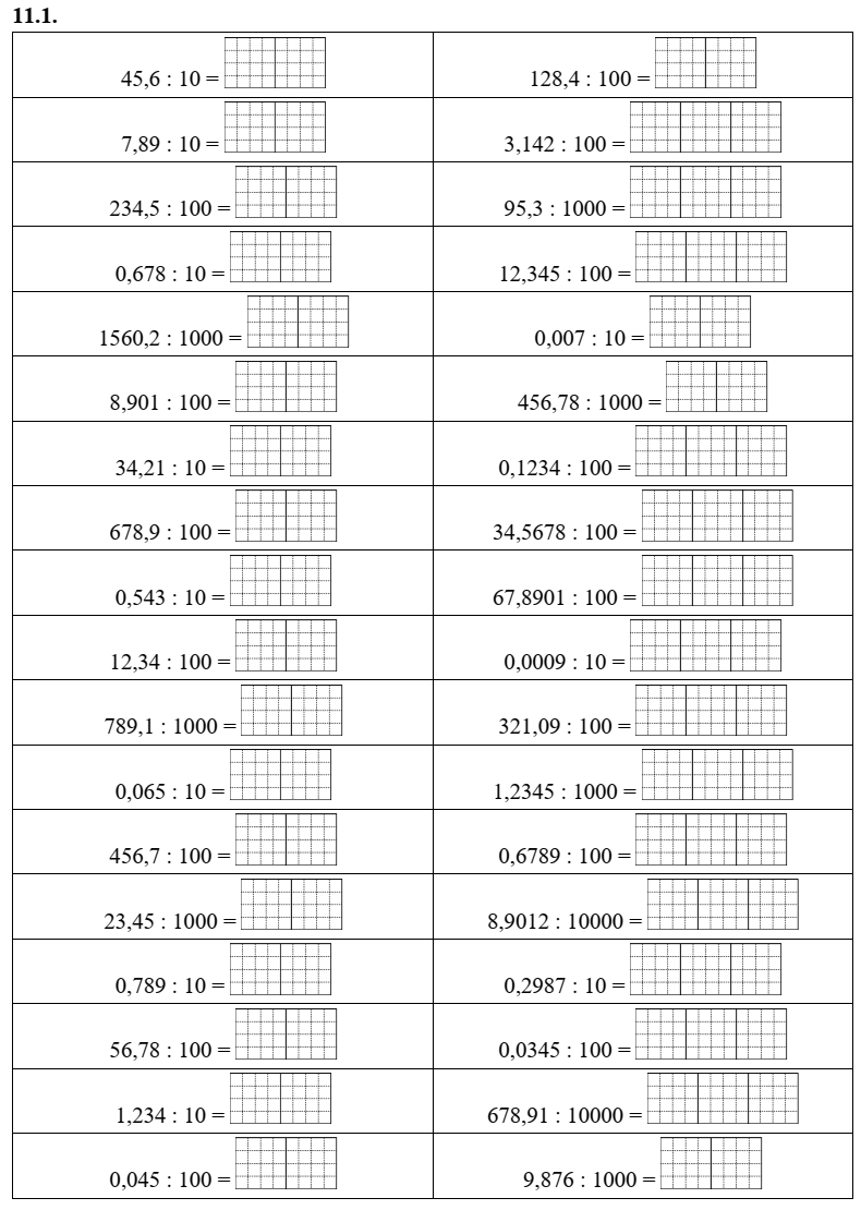 Chia một số thập phân cho 10; 100; 1000;… Chia một số thập phân cho 0,1; 0,01; 0,001;… lớp 5 (có lời giải)