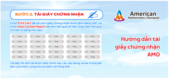 Hướng dẫn tải giấy chứng nhận AMO 2025 và xem lại bài làm